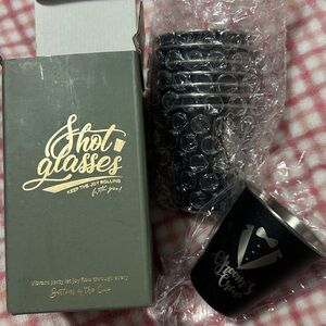 Groom's Crew Black Shot Glasses Set of 8